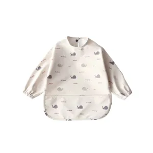 Waterproof Long Sleeve Baby Smock Bib in Whale Watcher