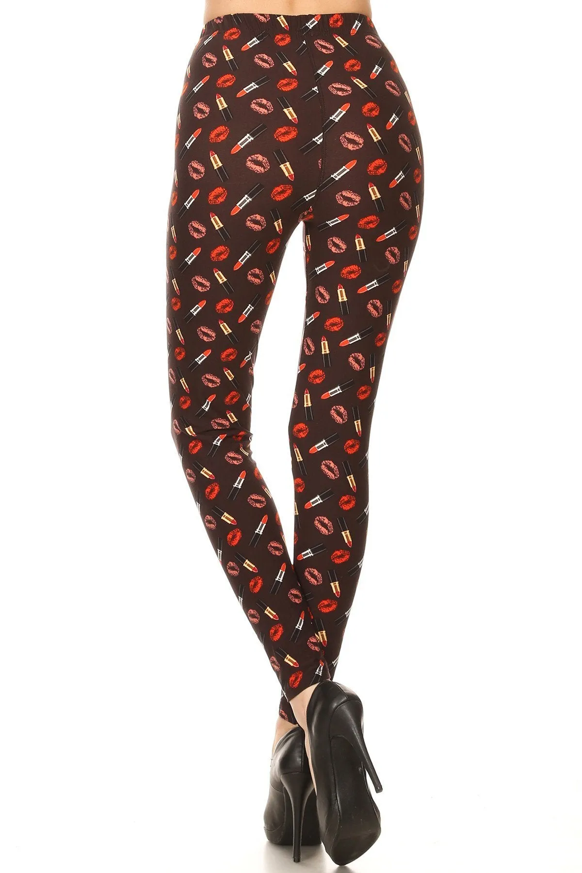 Women's 3 X 5X Lip Lipstick Pattern Printed Leggings