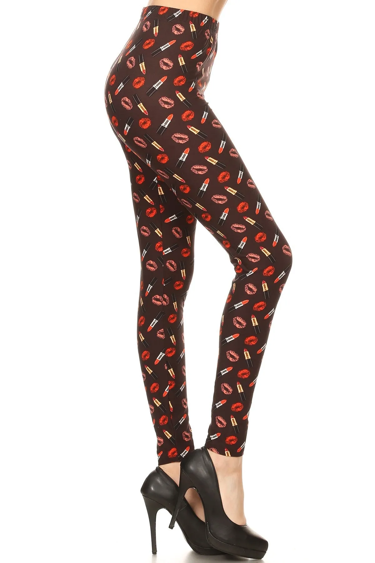 Women's 3 X 5X Lip Lipstick Pattern Printed Leggings